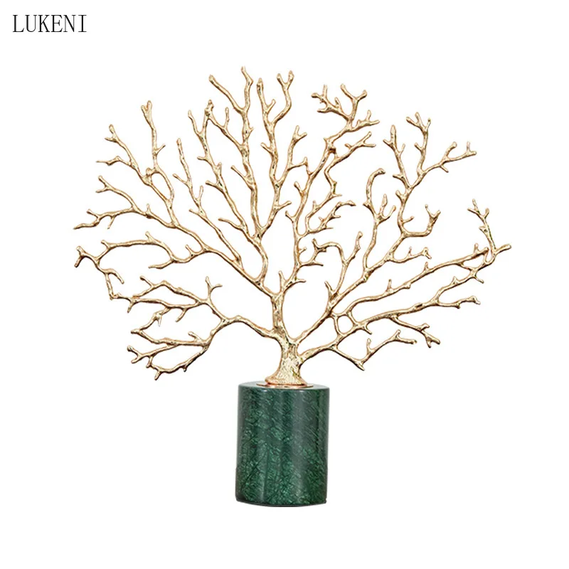 

Nordic Light Luxury Metal Home Decoration Crafts Golden Coral Living Room Decoration Model Room Entrance Cabinet Decoration