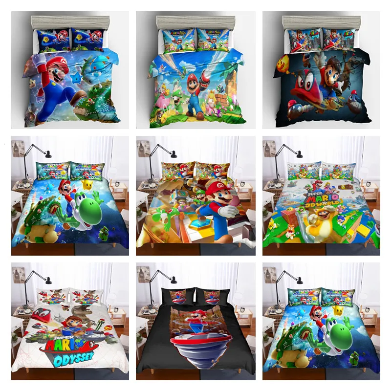Набор постельного белья с мультяшным принтом Super Mario Bros комплект пододеяльников