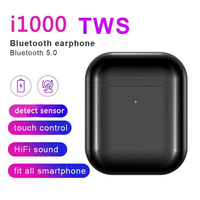i1000-bb I1000 TWS Bluetooth 5,0, наушники-вкладыши, умный сенсор, TWS, беспроводные наушники, черные и белые наушники, наушники, всплывающие наушники, Pk i5000 - Color: i1000-bb