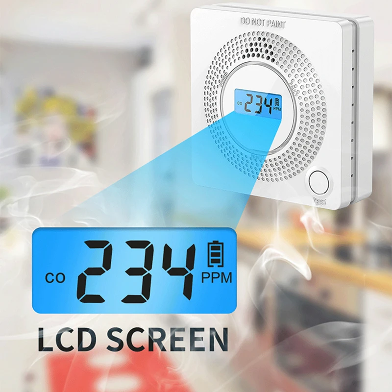 2 in 1 lcd display carbon monoxide smoke combo detector battery operated co alarm with led light flashing sound warning free global shipping