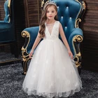 Детское белое платье принцессы для девочек, вечерние платья-пачки, летняя одежда для маленьких девочек, длинное платье для дня рождения, платье, женская одежда