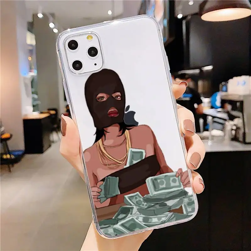 

Black head Girl Fundas Phone Case Transparent soft For iphone 5 5s 5c se 6 6s 7 8 11 12 plus mini x xs xr pro max