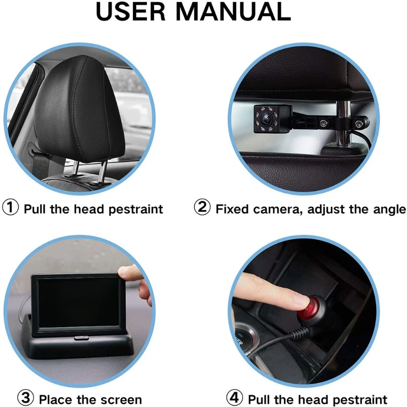 Espejo de asiento de coche para beb&eacute;, Monitor de asiento trasero de seguridad para ni&ntilde;os con visi&oacute;n nocturna-3