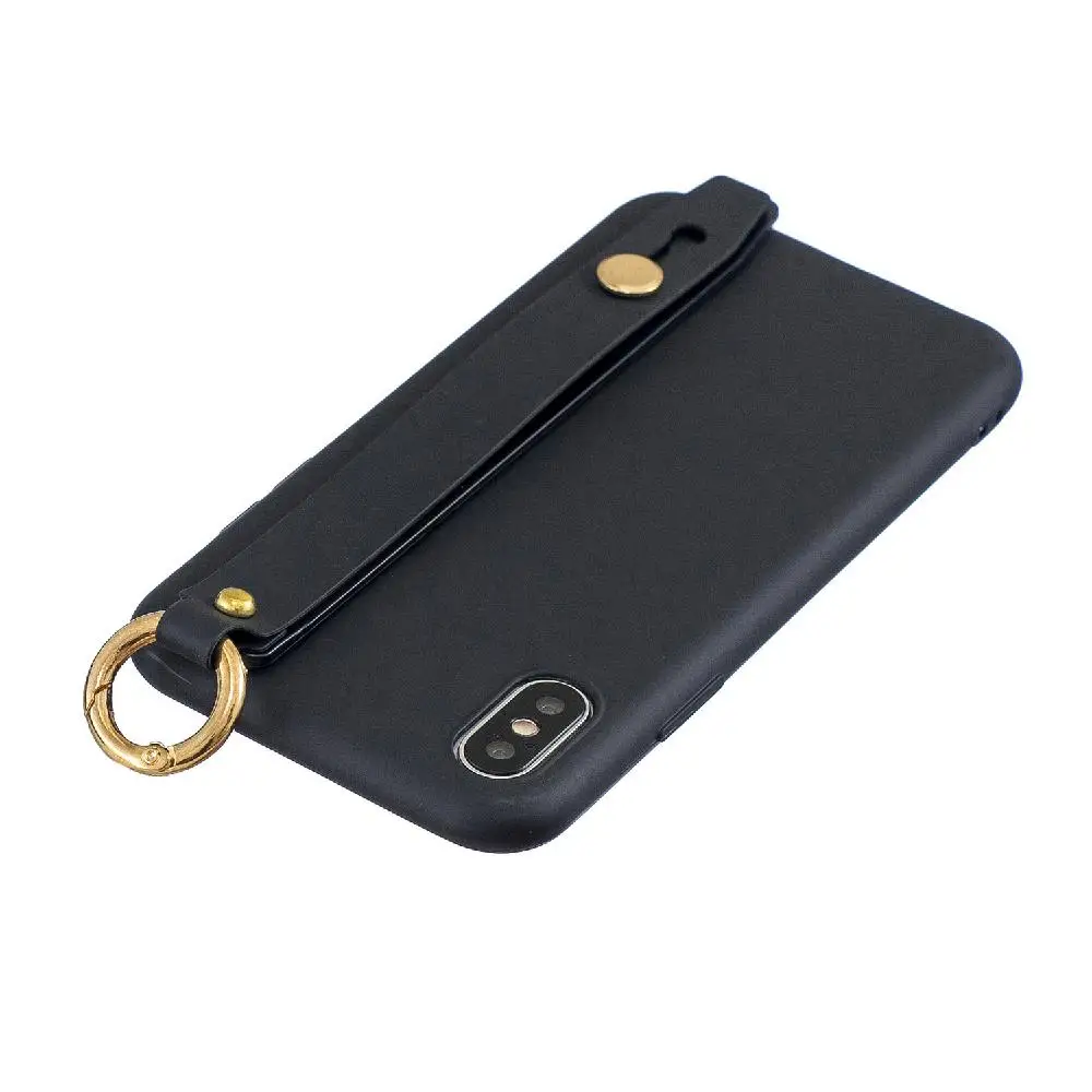 For iPhone X XS Simple Solid Color Chic Wrist Rope Stand Matte TPU Anti-scratch Non-slip Protective Cover Back Case |