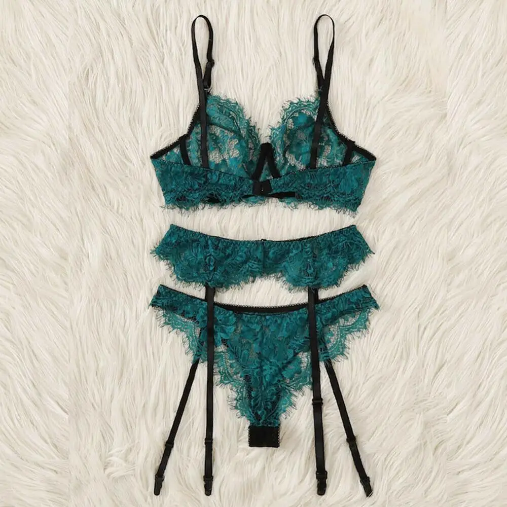 Бюстгальтер набор нижнего белья комплект из 3 предметов женский сексуальный