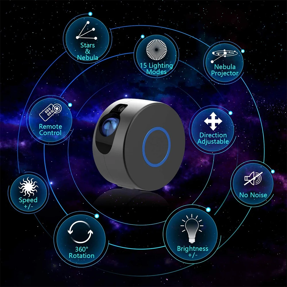 Colorful Galaxy Projector, Rotating Night Light with Starry Sky, Water Waves, Music Player, LED Projection Lamp