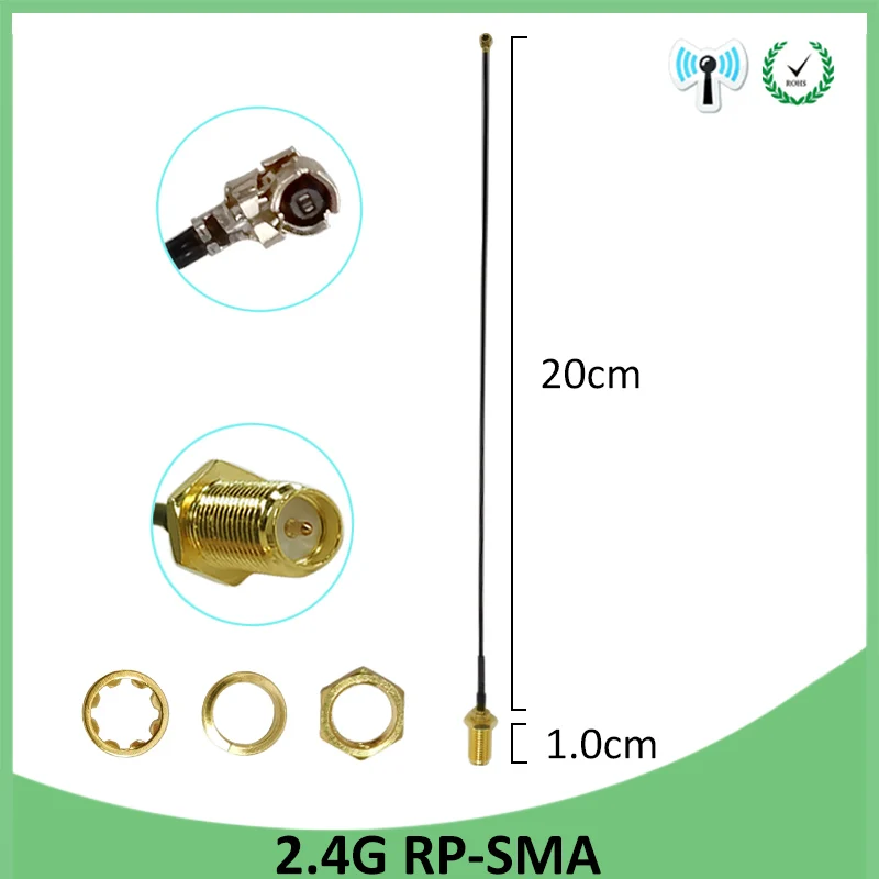 EOTH 10pcs 2.4g antenna 3dbi sma female wlan wifi 2.4ghz antene IPX ipex 1 SMA male pigtail Extension Cable iot module antena