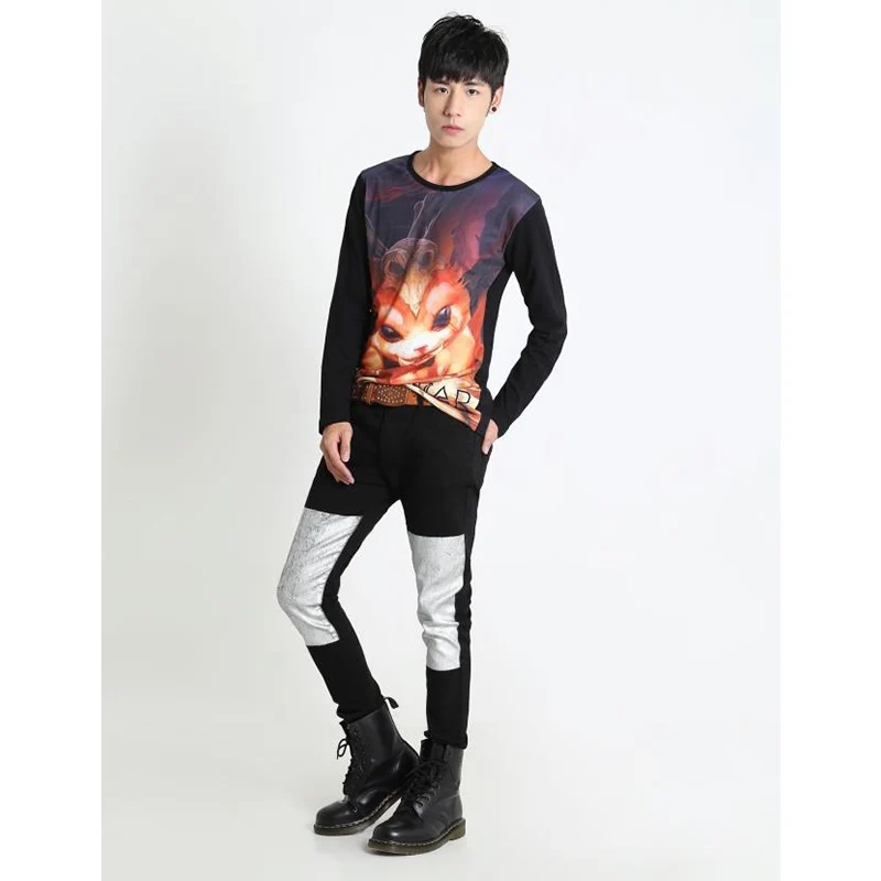 Брюки-Карандаш мужские большого размера серебристые штаны в стиле Харадзюку