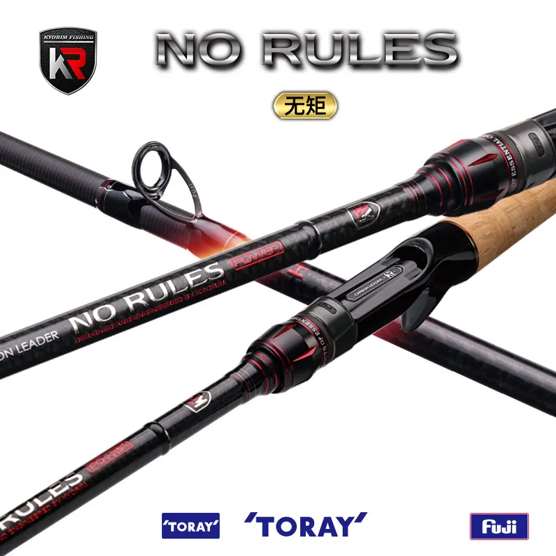 

KYORIM NO RULES Lure Fising Rod,Japan Toray Carbon,FUJI K Guide A Ring,Casting Spinning Reel Seat,F Acion,2 Sections,H Power