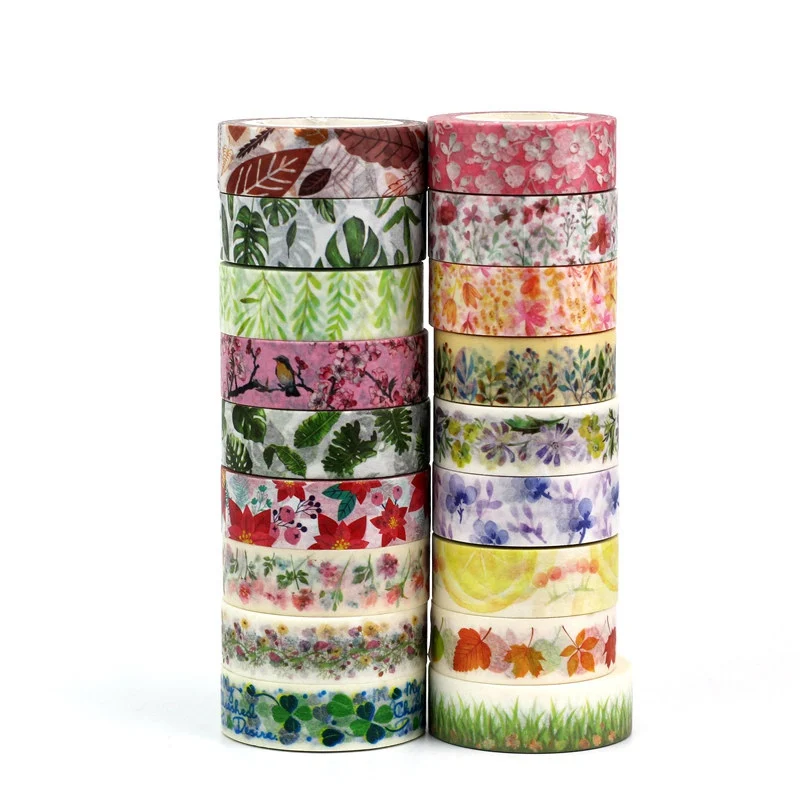 

10M Decorative Washi Tape Leaves Set Green Pink Brown Plant Tropical palm leaf DIY Planner Masking Tapes School Office Supplies