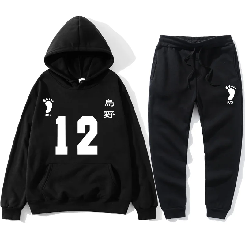 

Hot Sale Anime Haikyuu Cosplay Hoodie suits Men/Women Harajuku Sweatshirt Karasuno High School Pullover Hooded Casual Sportswear