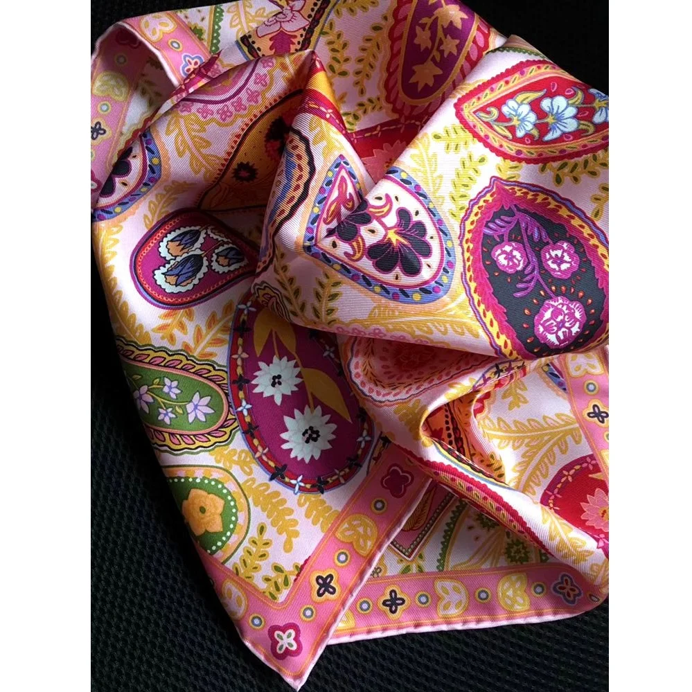 

Small Square 100% Silk Neckerchief Bandana Scarf Foulard for Women