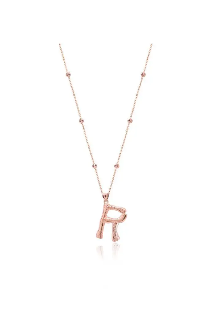 Large Bamboo Silver Letter a-R | Necklace