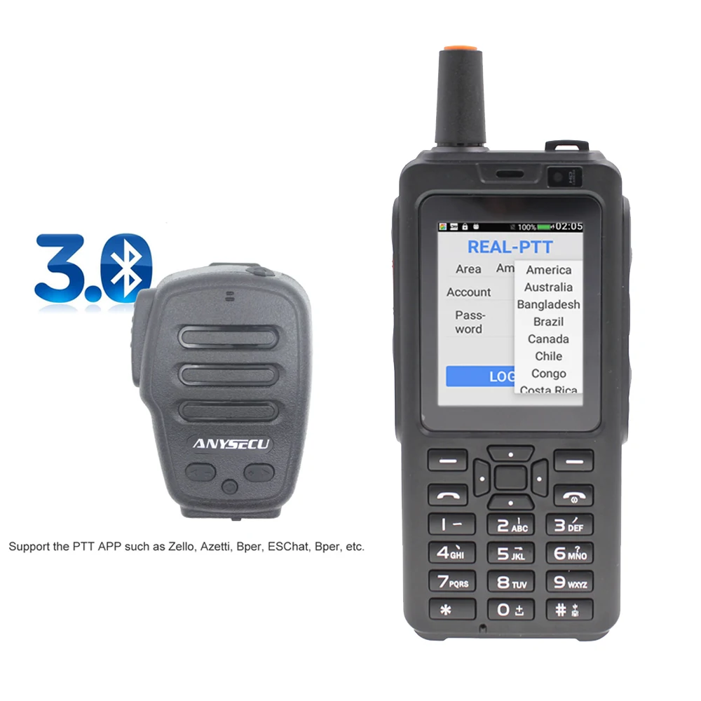 ANYSECU 4G телефон Радио 7S+ 4G LTE POC Telefono Walkie Talkie Android 6,0 Zello Real-PTT Dual SIM дальний fm-приемопередатчик