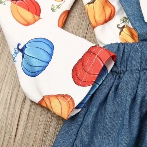 Модная детская одежда с принтом тыквы для маленьких девочек рубашка топ юбка на