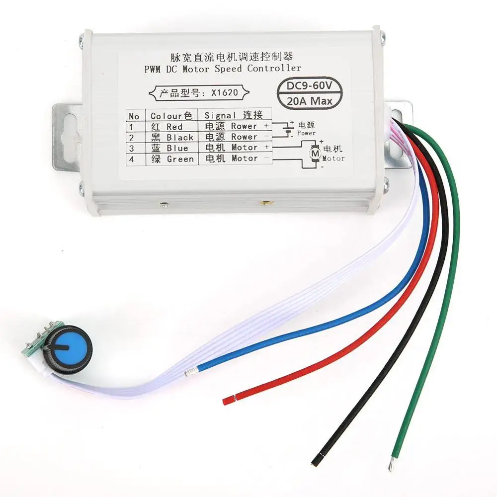 DC 9V 12V 24V 48V 60V регулируемая щетка регулятор скорости двигателя Регулятор ШИМ 10A 20A