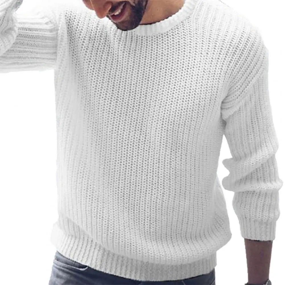 

Мужской зимний свитер 2021, однотонный Повседневный вязаный пуловер с круглым вырезом, базовый свитер для повседневной носки
