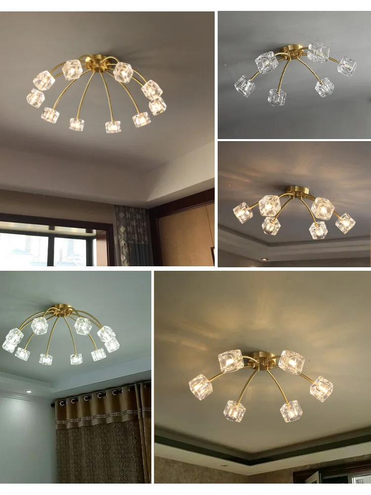 Современная хрустальная потолочная люстра светодиодная на кухню минималистские