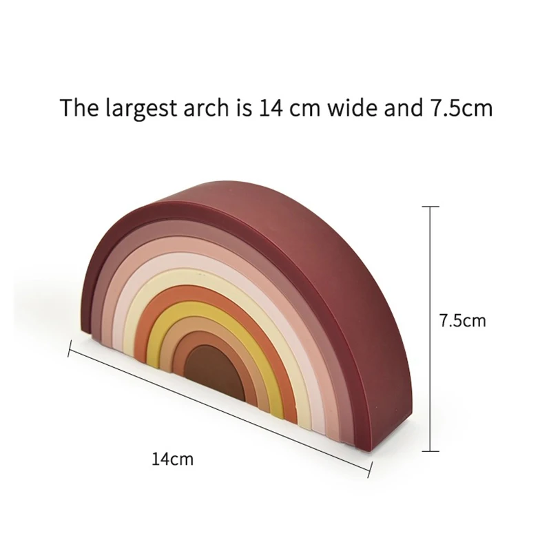 

Baby Rainbow Stacking Toys Learn Education Blocks Block Teether Silicone Soft Teether BPA Food Grade Silicone Early Education