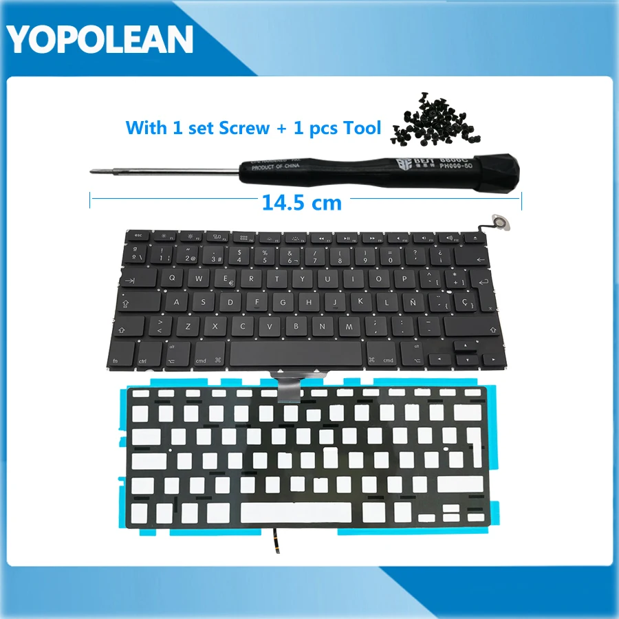 

Новая испанская клавиатура для Macbook Pro, 13 дюймов, испанская клавиатура с винтовой отверткой с подсветкой A1278 2009 2010 2011 2012