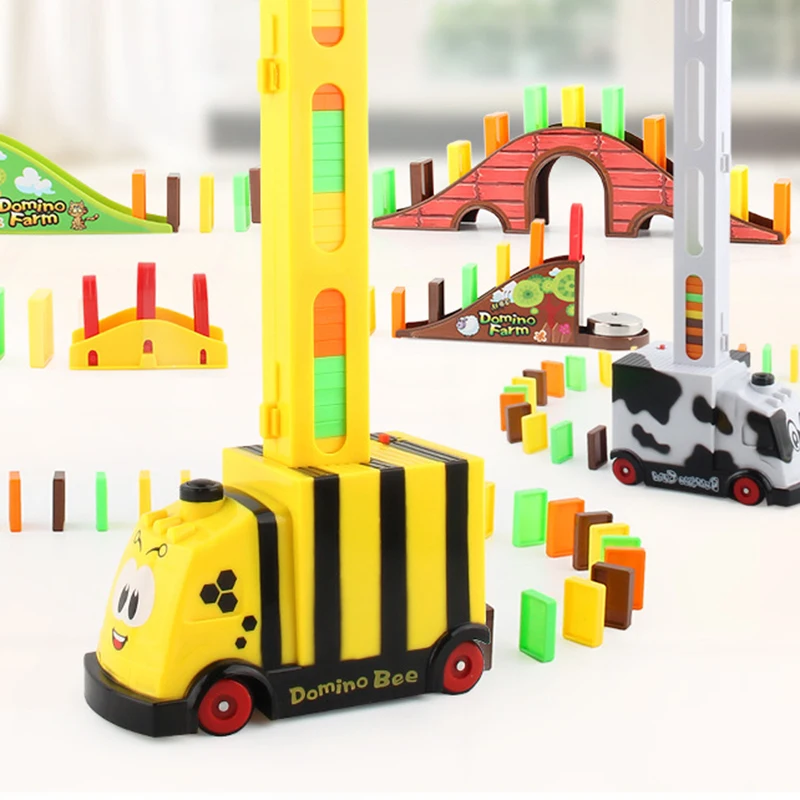 Automatic Laying Domino Brick Kids Train Car Set Sound Light Colorful Dominoes Blocks Game Educational DIY Plastic Toy | Игрушки и хобби