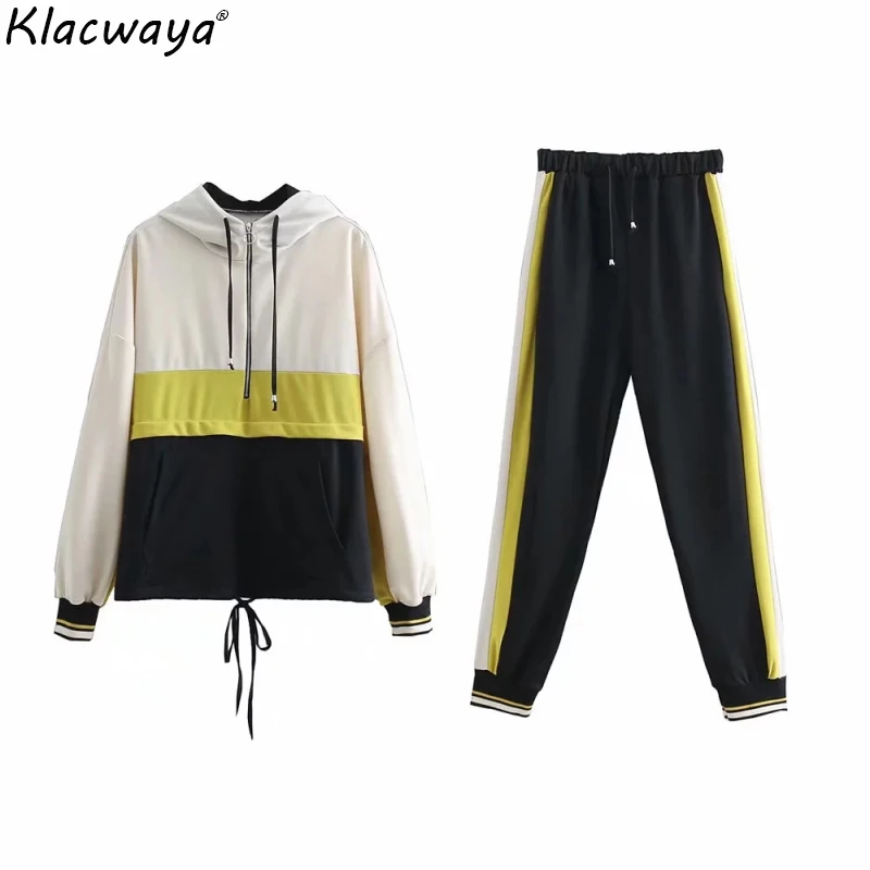 Женский комплект из двух предметов для бега весна-осень 2019 лоскутных толстовок