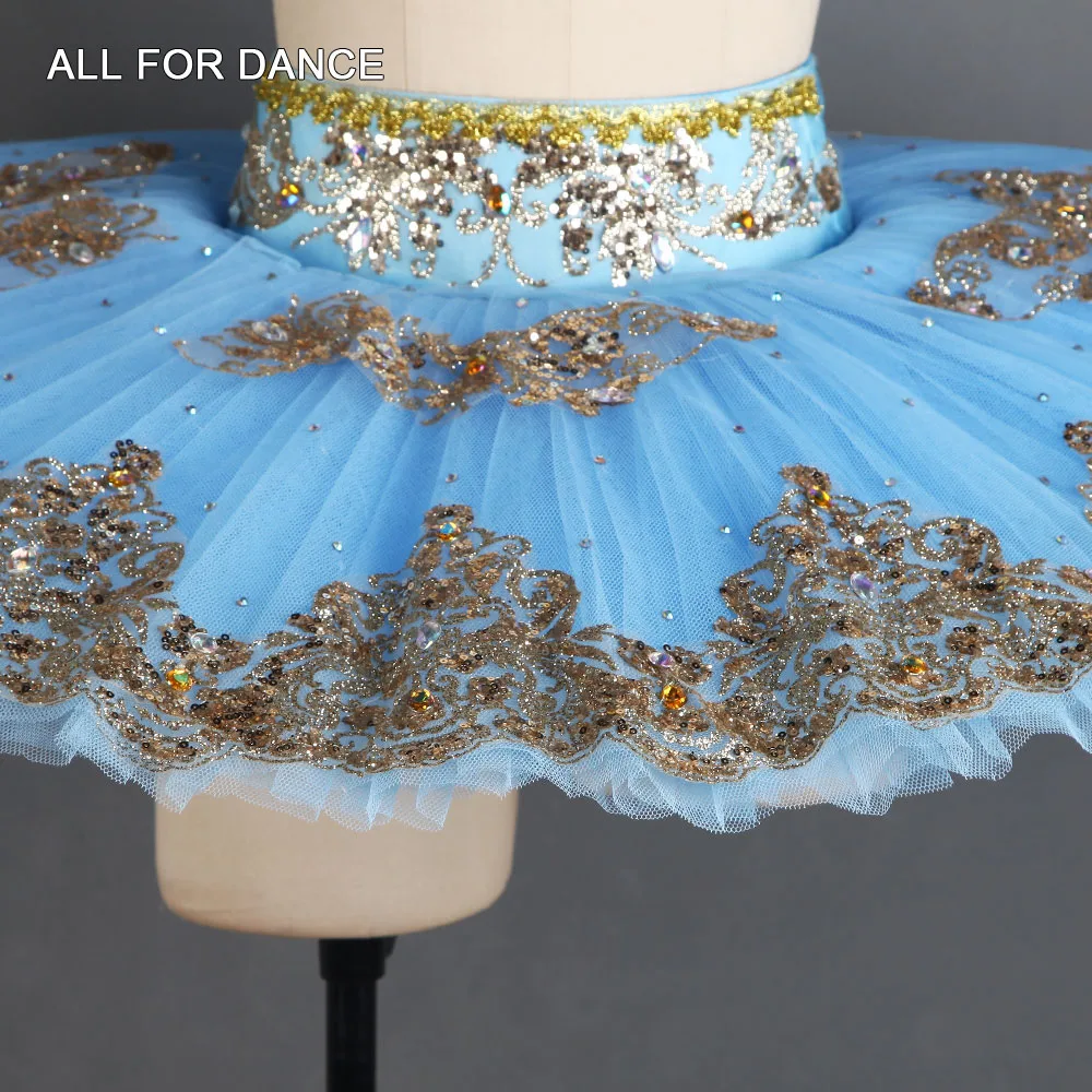 

Sky Blue Professional Ballet Costume Set Bra Top with 10 Layers Pancake Tutu Skirt Girls Classical Ballet Dance Tutus B20017