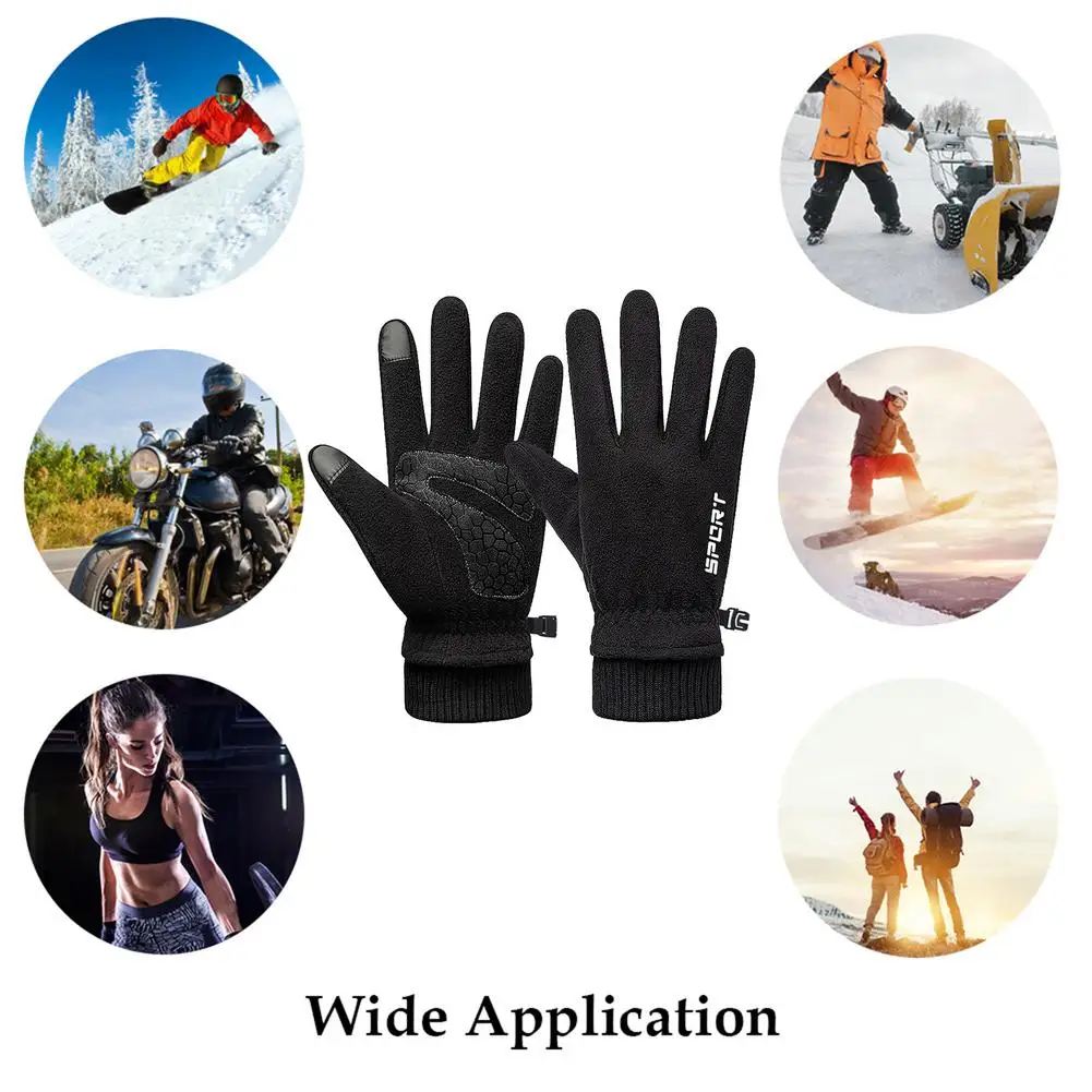 

Winter Motorcycle Riding Gloves Polar Fleece Fabric Men And Women Non-slip Windproof Warm Touch Screen Gloves For Outdoor Sports