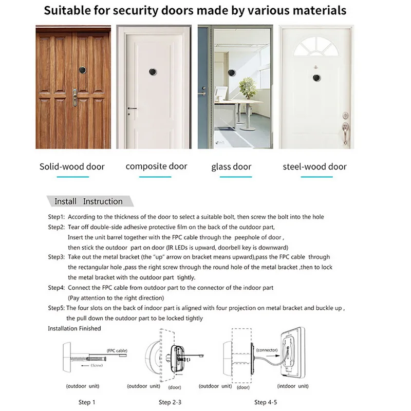 Видео дверной звонок камера ЖК экран умный Звонок электронный ИК Ночная дверь