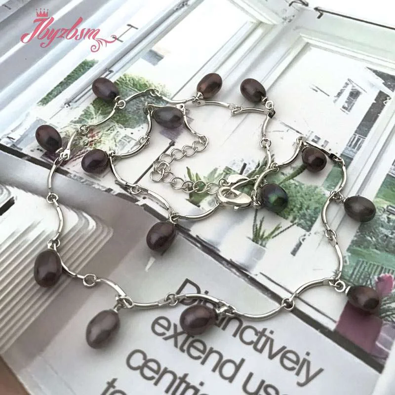 Овальный пресноводного жемчуга 6-7x7-8 мм бисер из натурального камня Серебряное