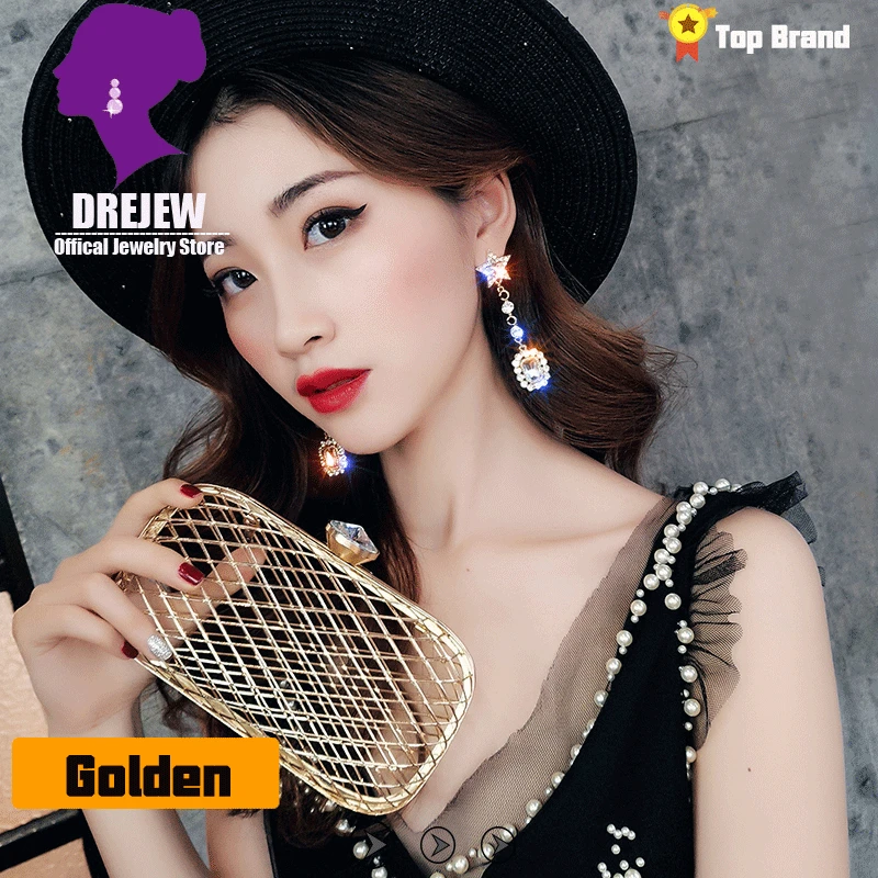 Серьги подвески DREJEW длинные золотые серьги с кисточками и большими звездочками