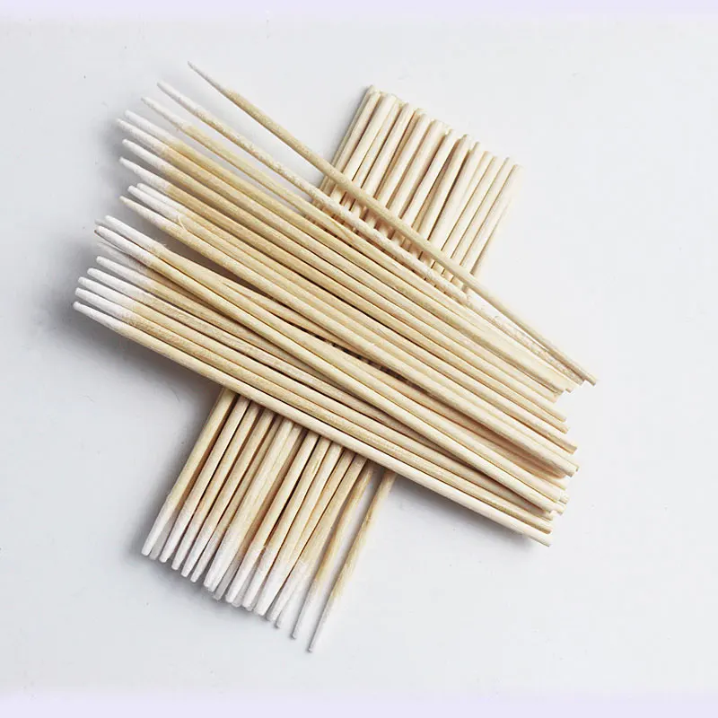 100/300/500 stücke Holz Baumwolle Tupfer Kosmetik Permanent Make-Up Ohr Sauber Sticks Knospen Micro Pinsel Wimpern Kleber entfernen Werkzeug – Detail 2