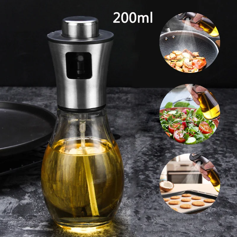 

200ml Spray Bottle Oil Olive Paste Dispenser Seasoning Baking Cooking Barbecue Glass Oil Sprayer Kitchen Tool Accessories
