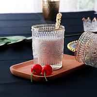 sunflower luxury glass european style retro phnom penh relief pattern coffee juice wine glass home decoration kitchen tableware