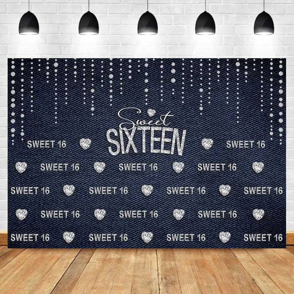 

Nitree Sixteen Birthday Background Black Background Diamonds Decorated Backdrops Girls Birthday Video Photography Background