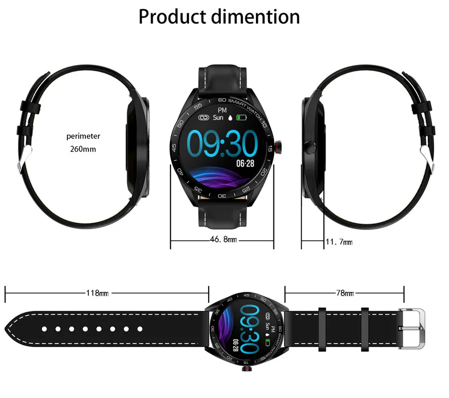 K7 Смарт часы Полный сенсорный экран Bluetooth Вызов пульсометр Шагомер Smartwatch для мужчин подключение Android IOS pk k88hplus