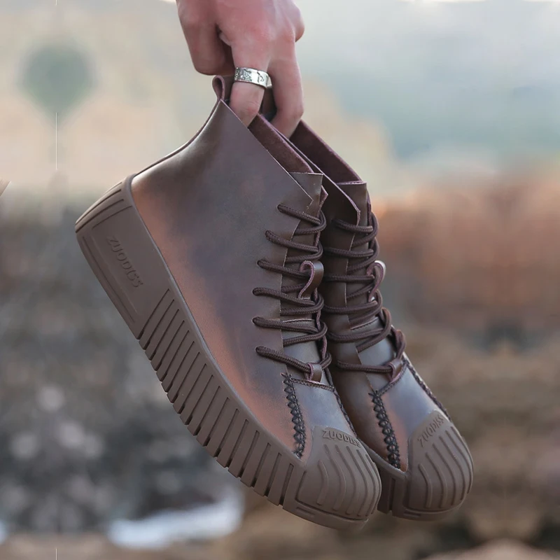 Водонепроницаемые кроссовки из натуральной кожи Мужская обувь качественные