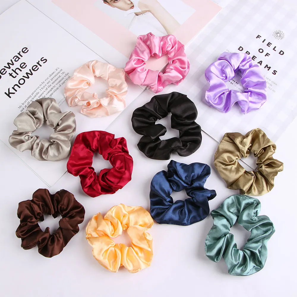 Новое поступление 2020 модные женские красивые атласные резинки для волос яркие