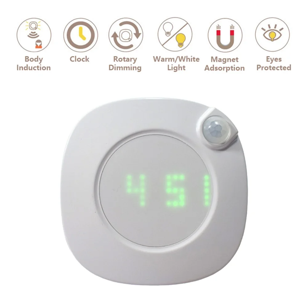 Часы с ночным светильник инфракрасный датчик человеческого тела и датчиком для