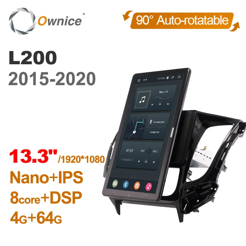 

Ownice для Mitsubishi Triton L200 2015-2020 Автомобильный 13,3 дюймовый 1920*1080 1 Din автомобильный грузовик фургон двигатель Android радио GPS аудио поворотный