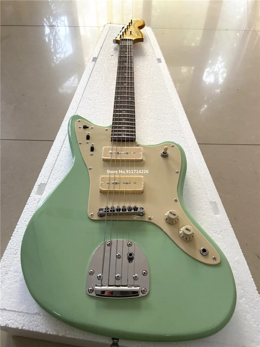 

High quality classic surf green master jazz electric guitar can be customized free shipping