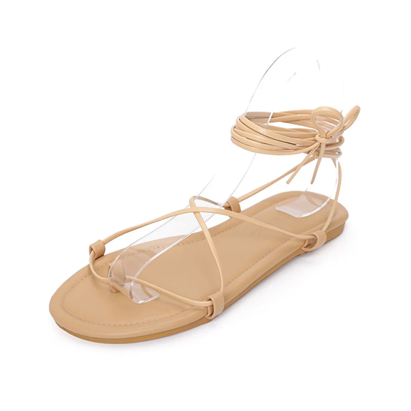 

Fashion Casual Adult Women's Shoes Flats Sandals With Black Peep Toe Straps Sexy Design Roman Shoes Ladies Chaussure 2021 New