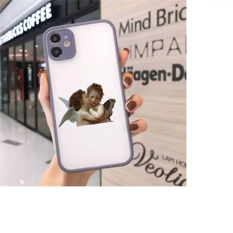 

Renaissance retro cute angel Phone Cases matte transparent For iphone 7 8 11 12 plus mini x xs xr pro max cover