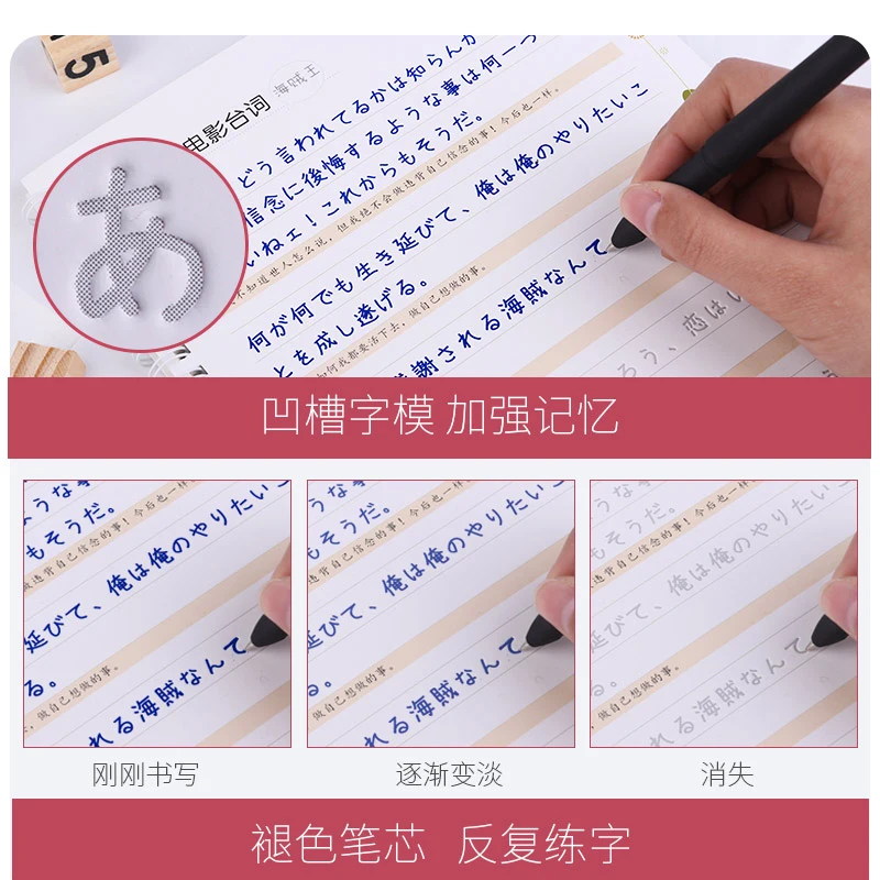 

Japanese Auto Dry Repeat Practice Copybook Liu Pin Tang 3D Groove Calligraphy Exercise Copy Book libros Pen Adult Children Set