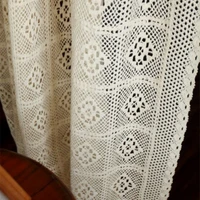 retro translucent hollow curtain finished crochet tulle curtain custom american country cotoon linen fabric drapes x m1814