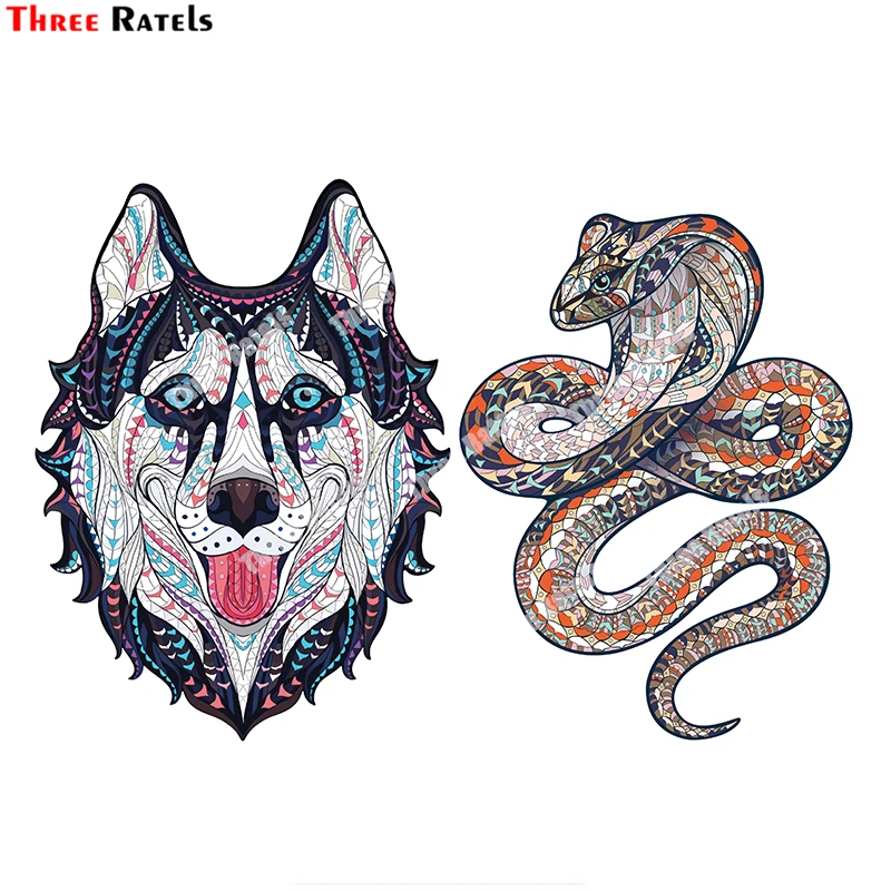 

Three Ratels B574 3D Car Sticker Stylized Snake And Dog Personalized Creative Scratch Decals Waterproof Protected
