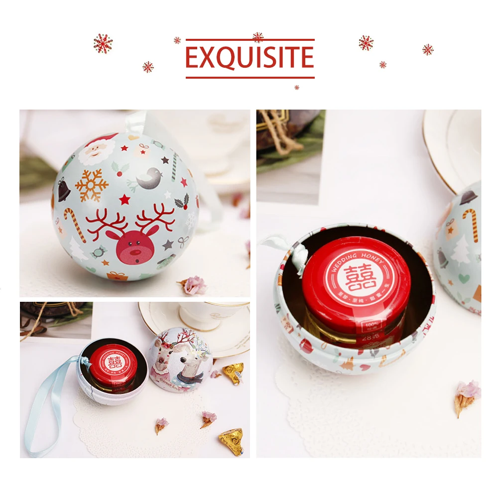 Железная сферическая Рождественская коробка для конфет шар банка хранения банок