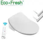 Круглая умная крышка для унитаза EcoFresh, стандартное электрическое биде с двумя насадками, тепловая Чистка, сухая спа