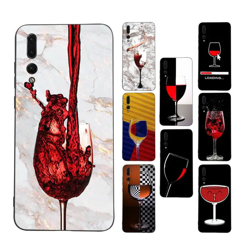 

Wine Glass Phone Case For Huawei P9 P30 lite p30 20 pro p40lite P30 Soft Silicone Capa