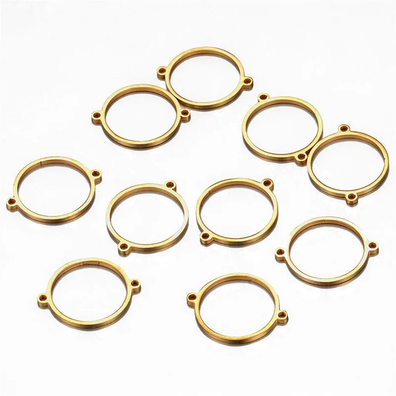 10 шт./лот круглые подвески из нержавеющей стали с двойным отверстием подходят для